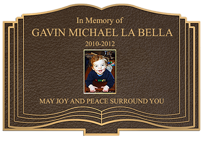 custom shape bronze memorial plaque full color photo