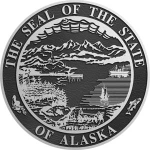 aluminum state seal alaska, metal state plaque alaska