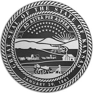 Kansas Aluminum State Seal, Kansas metal state plaque