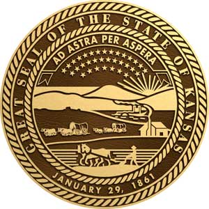 Kansas bronze state seal, Kansas state bronze plaque