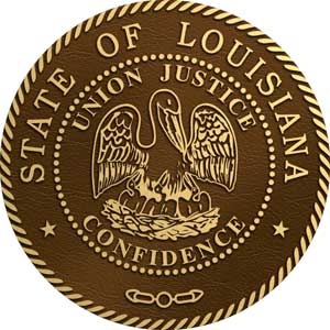Louisiana bronze state seal, Louisiana state bronze plaque