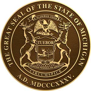 michigan bronze state seal, michigan bronze state plaque