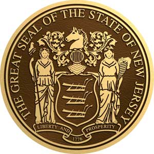 bronze state seal New Jersey, bronze state plaque New Jersey
