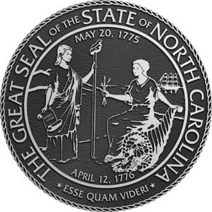 north carolina metal state plaques, north carolina Aluminum State Seals