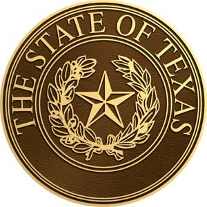 Texas bronze state seal, Texas bronze plaque
